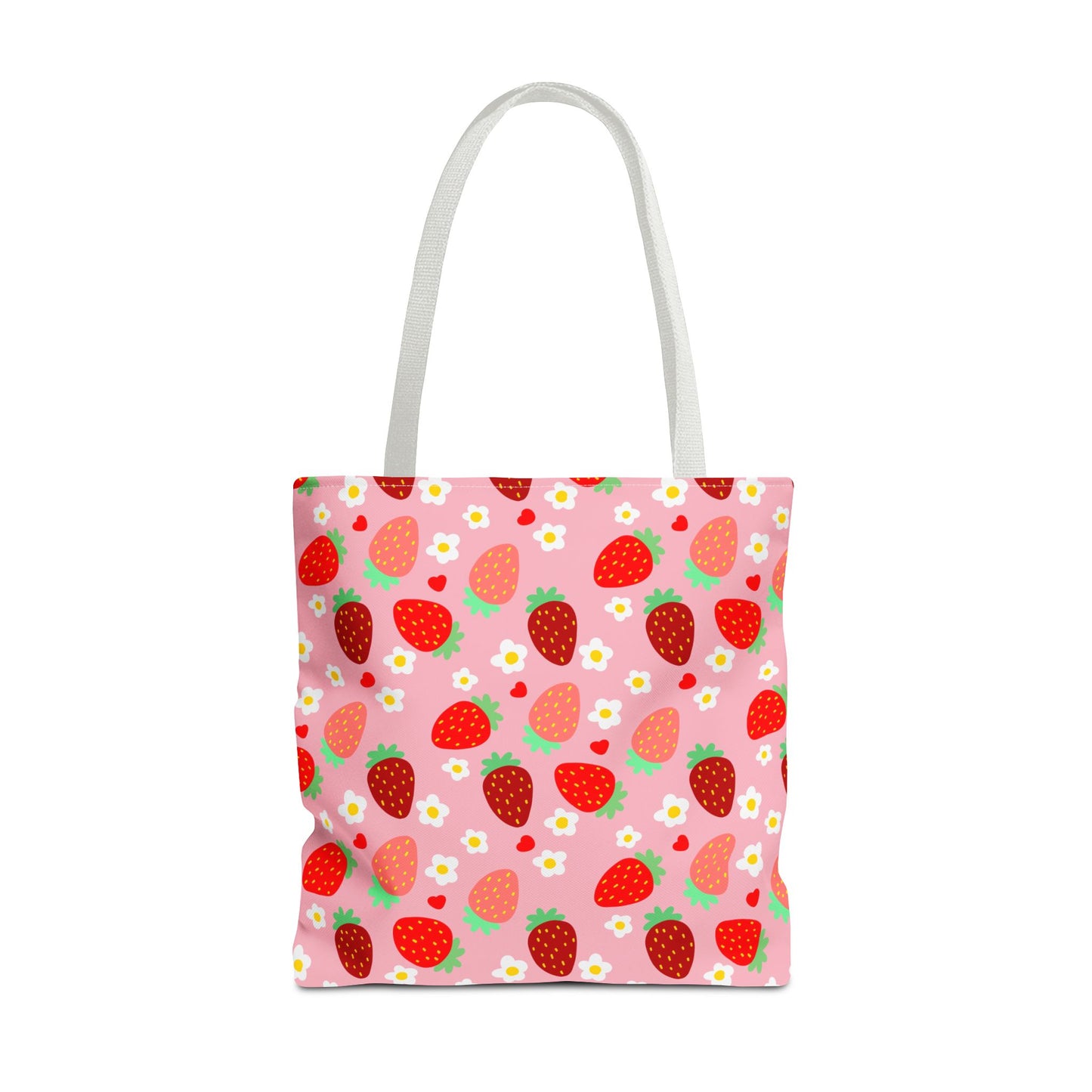 Strawberry Seamless Tote Bag Pink Red Fruit Pattern