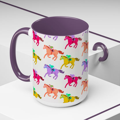 Kentucky Derby Racehorse Accent Coffee Mug | Race Day Gift | 11oz & 15oz
