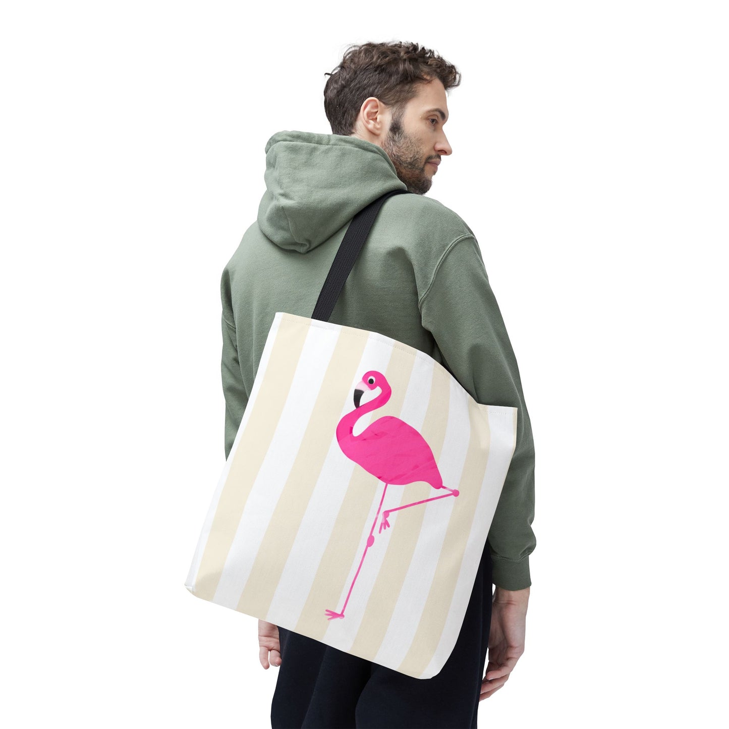 Pink Flamingo Illustration Tote Shopping Reusable Bag | All-Over Print