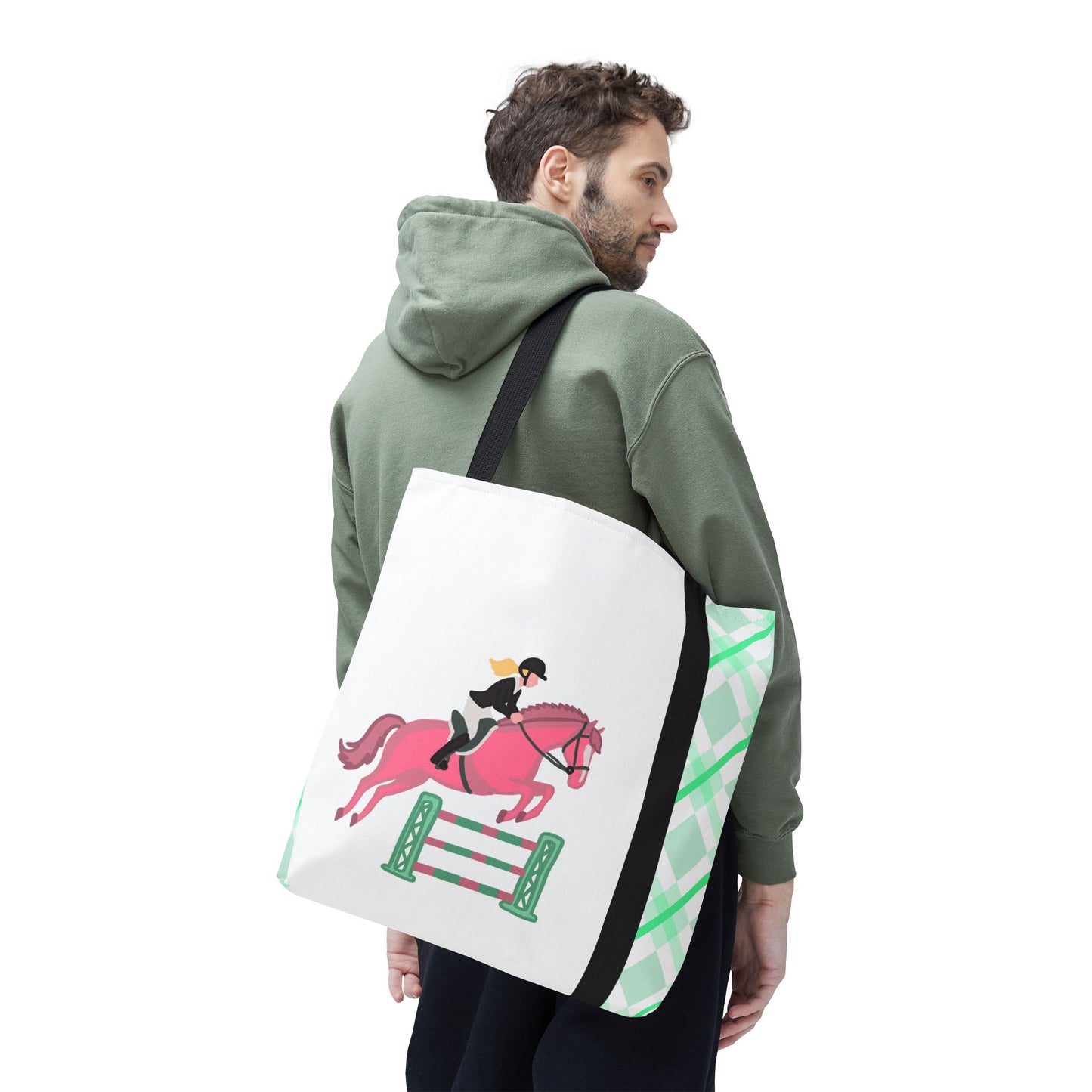 Equestrian Show Jumper Horse Tote Bag - English Jumping Carryall