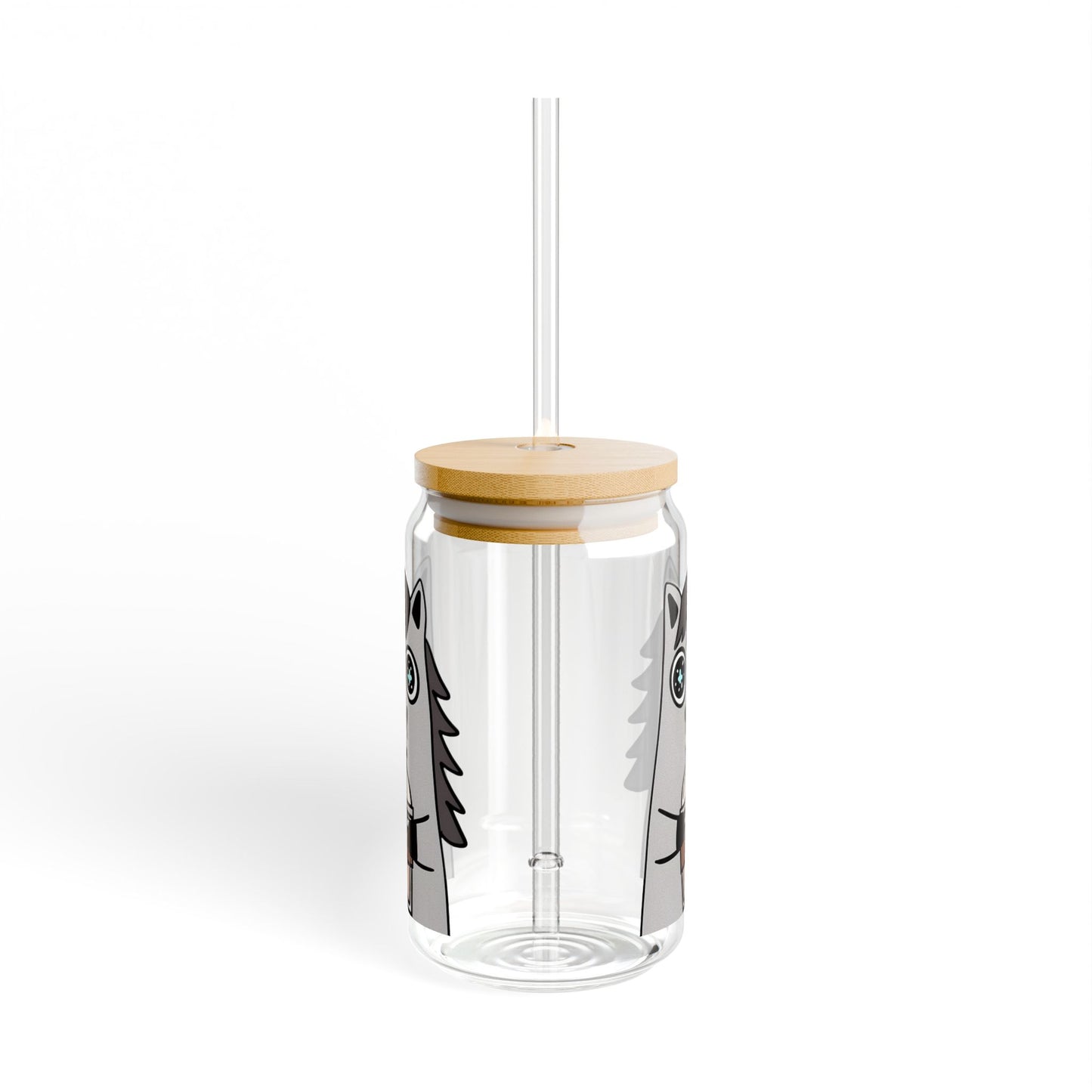 Horse Sipper Glass | 16oz Equestrian Glass Can with Bamboo Lid & Straw