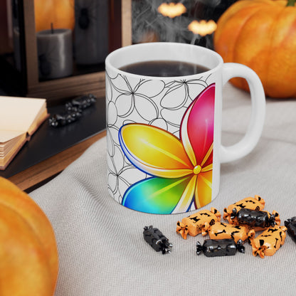 Plumeria Hawaiian Coffee Mug Floral Island Tropical Ceramic Mug For Morning Brew Gift Idea