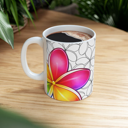 Plumeria Hawaiian Coffee Mug Floral Island Tropical Ceramic Mug For Morning Brew Gift Idea