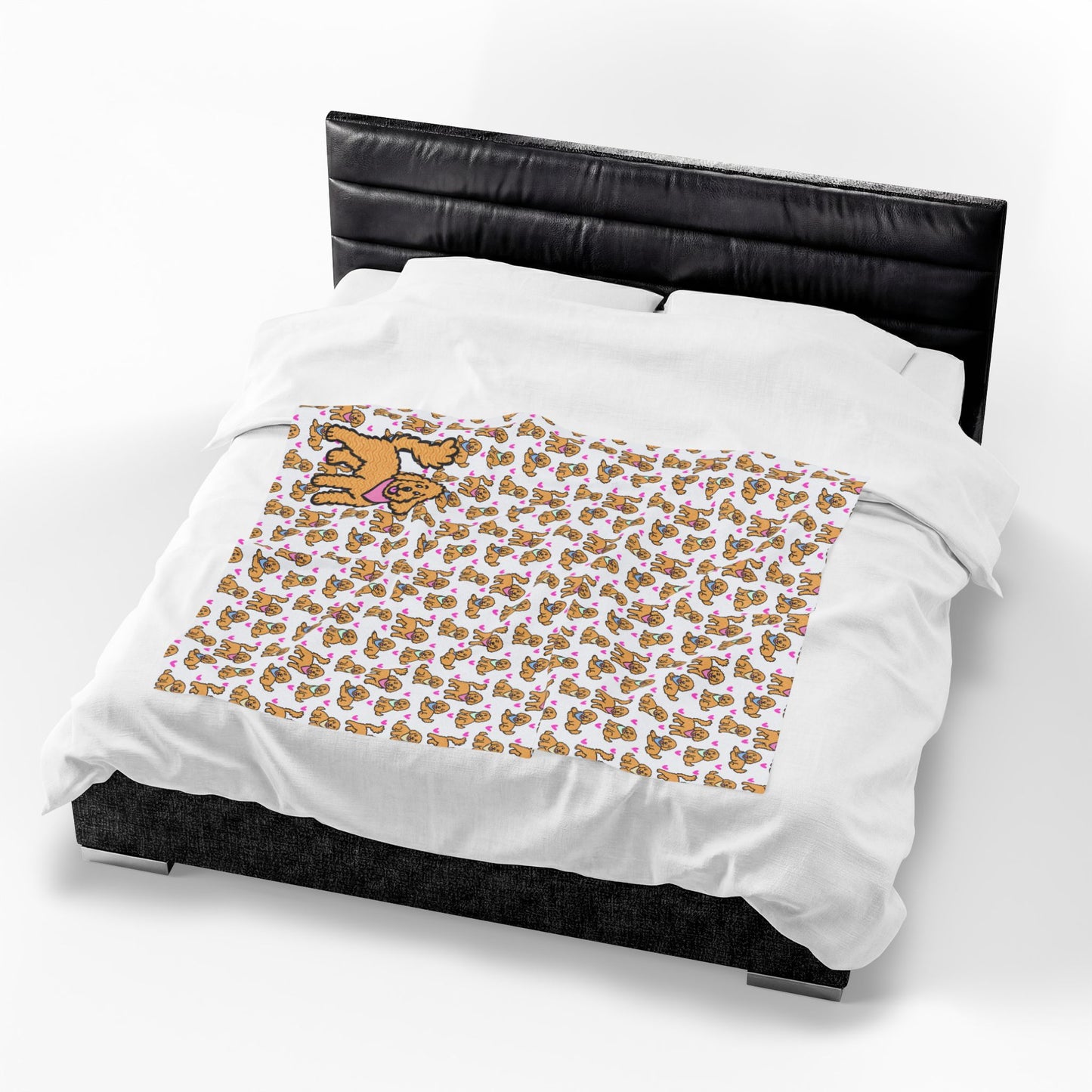 Goldendoodle Pattern Velveteen Plush Blanket | Dog Lover Gift | 3 Sizes