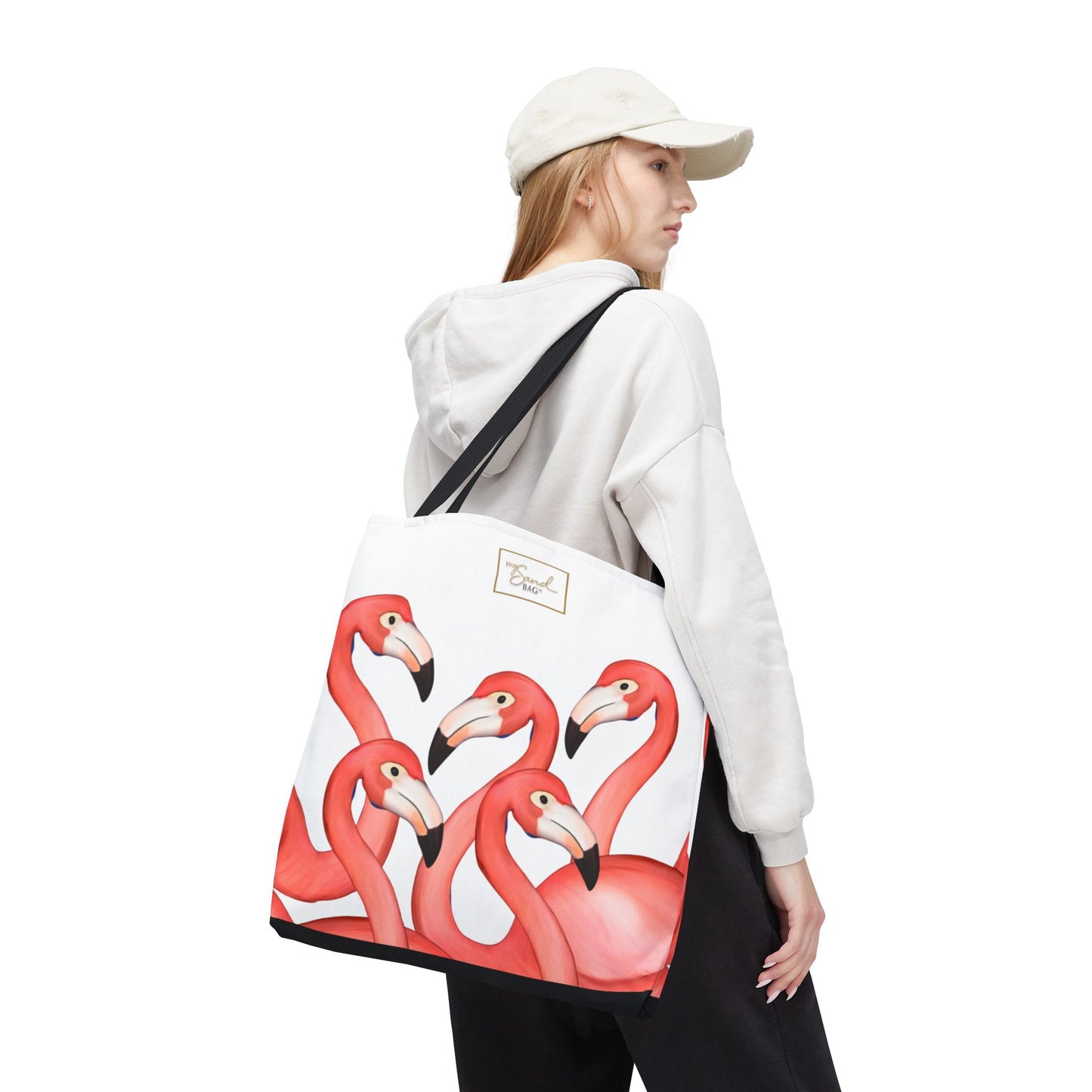 My Sand Bag Flamingos Tote Reusable Shopping Tote Durable Polyester Beach Bag