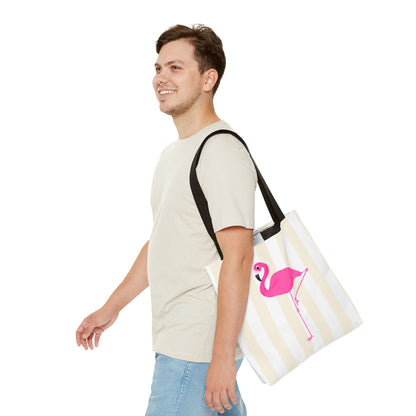 Pink Flamingo Illustration Tote Shopping Reusable Bag | All-Over Print