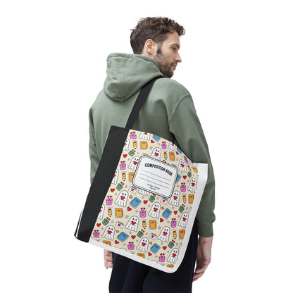 Ghost School Supplies Teacher Tote Bag | Kawaii Halloween Book Bag | 3 Sizes