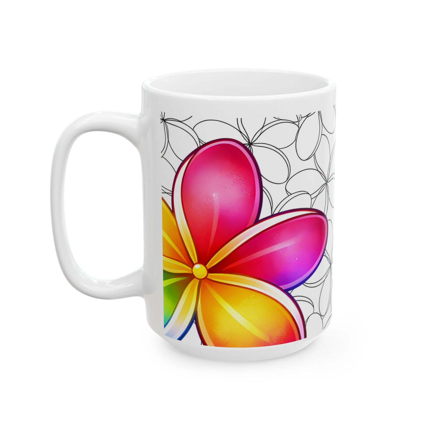 Plumeria Hawaiian Coffee Mug Floral Island Tropical Ceramic Mug For Morning Brew Gift Idea