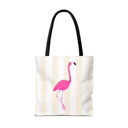 Pink Flamingo Illustration Tote Shopping Reusable Bag | All-Over Print