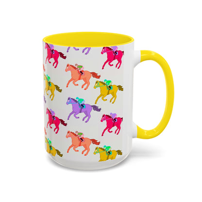 Kentucky Derby Racehorse Accent Coffee Mug | Race Day Gift | 11oz & 15oz