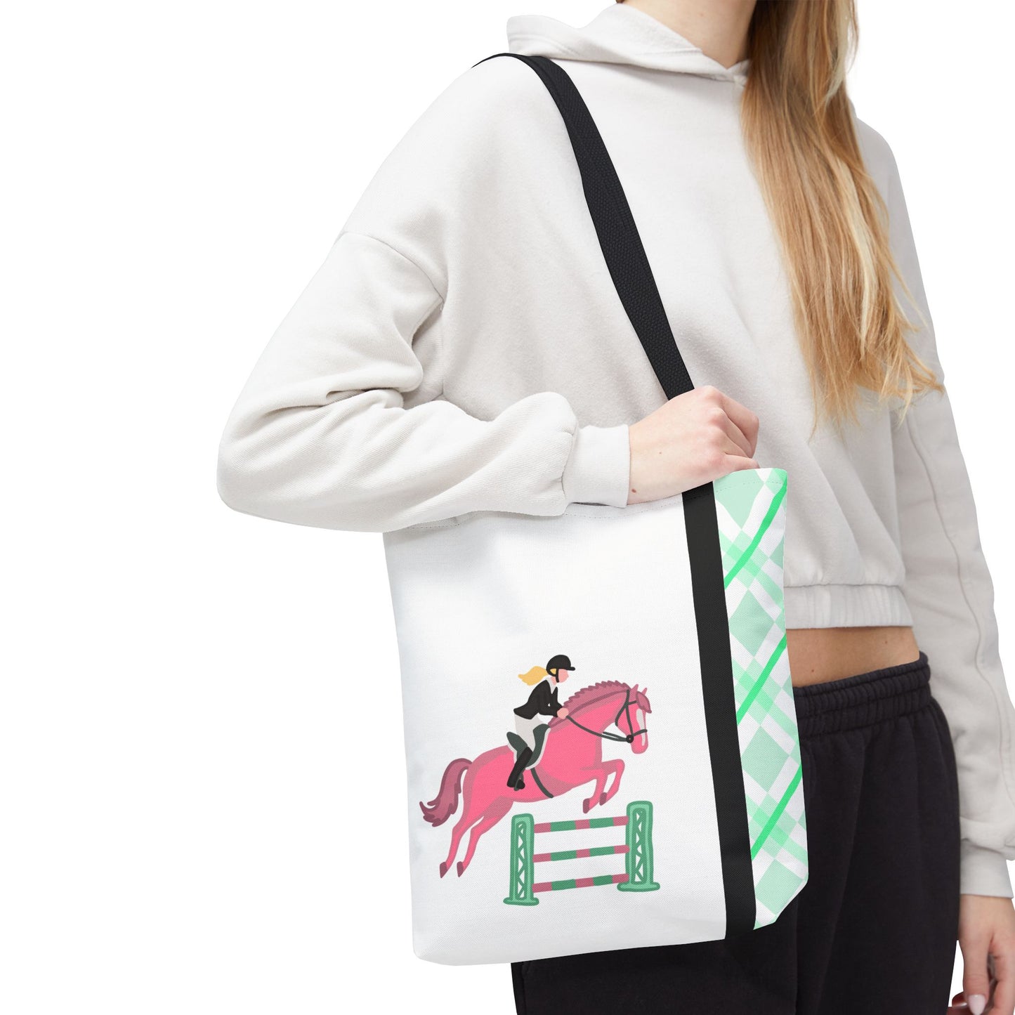 Equestrian Show Jumper Horse Tote Bag - English Jumping Carryall