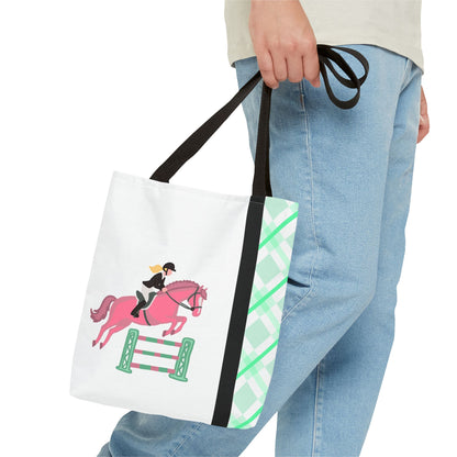 Equestrian Show Jumper Horse Tote Bag - English Jumping Carryall