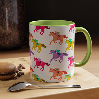 Kentucky Derby Racehorse Accent Coffee Mug | Race Day Gift | 11oz & 15oz