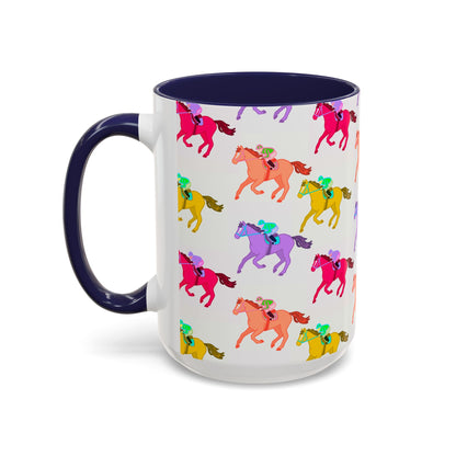 Kentucky Derby Racehorse Accent Coffee Mug | Race Day Gift | 11oz & 15oz