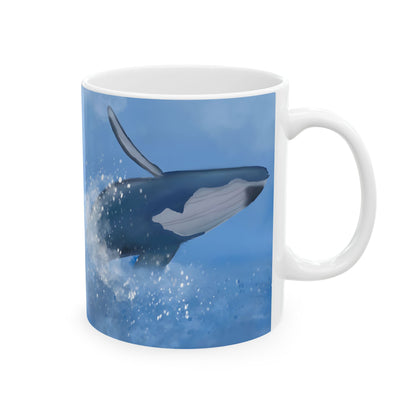 Humpback Whale Ceramic Mug For Whale Watching Coffee Cup With Frosted Ocean And Snowflake Artwork