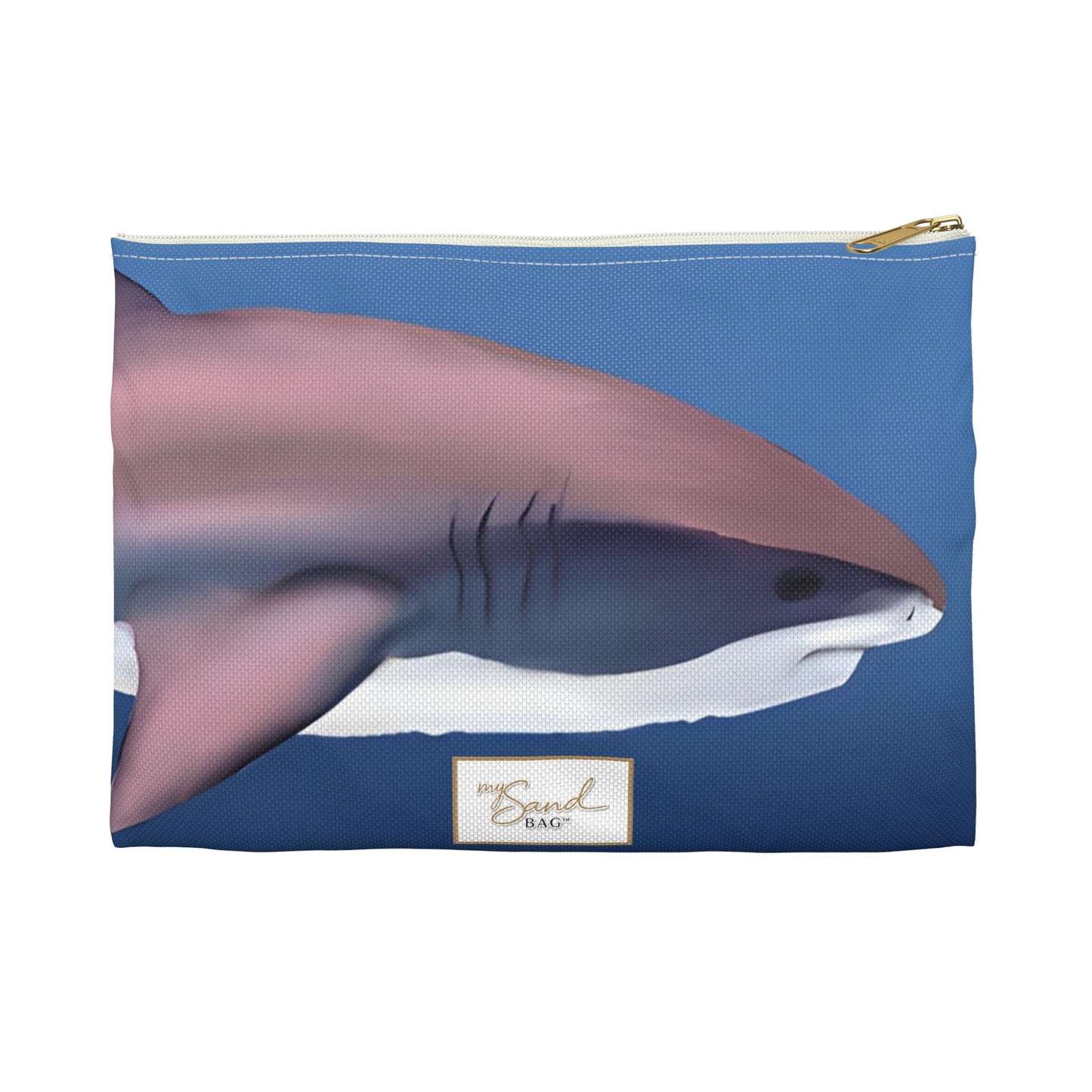 My Sand Bag Essentials Pouch Great White Shark Canvas Zip Pouch