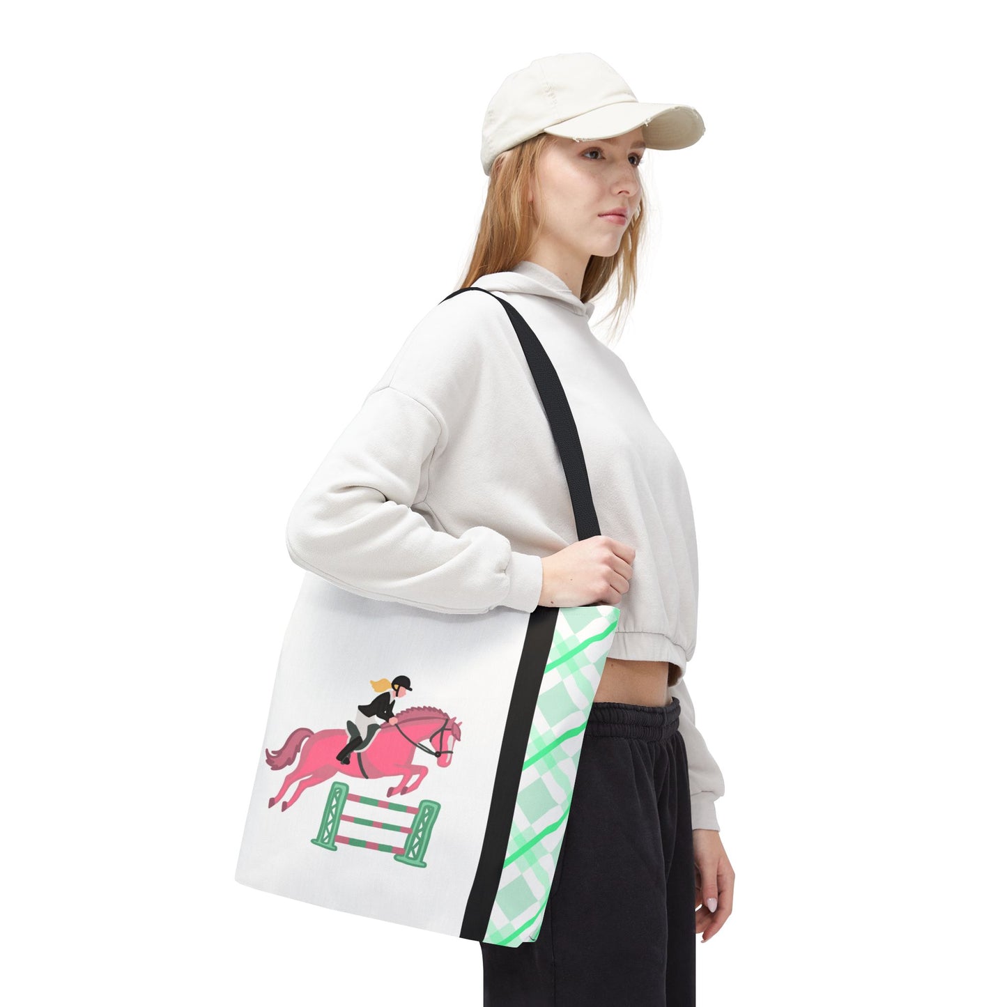 Equestrian Show Jumper Horse Tote Bag - English Jumping Carryall