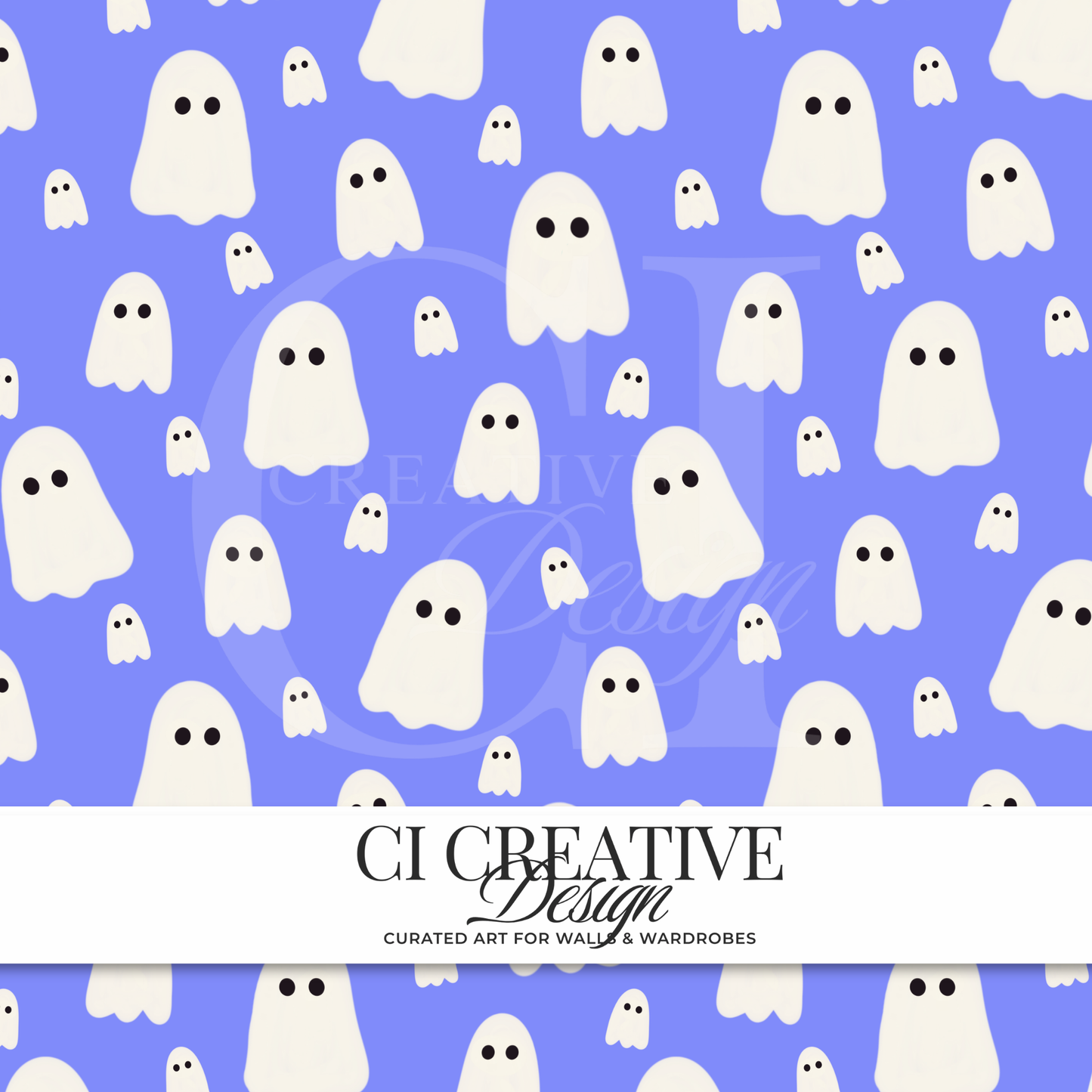 Tiny Ghost Purple Seamless Pattern | Kawaii Purple Halloween Ghosts