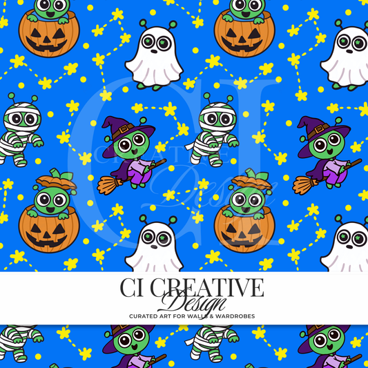 Halloween Alien Seamless Pattern | Costume Space Digital Download PNG