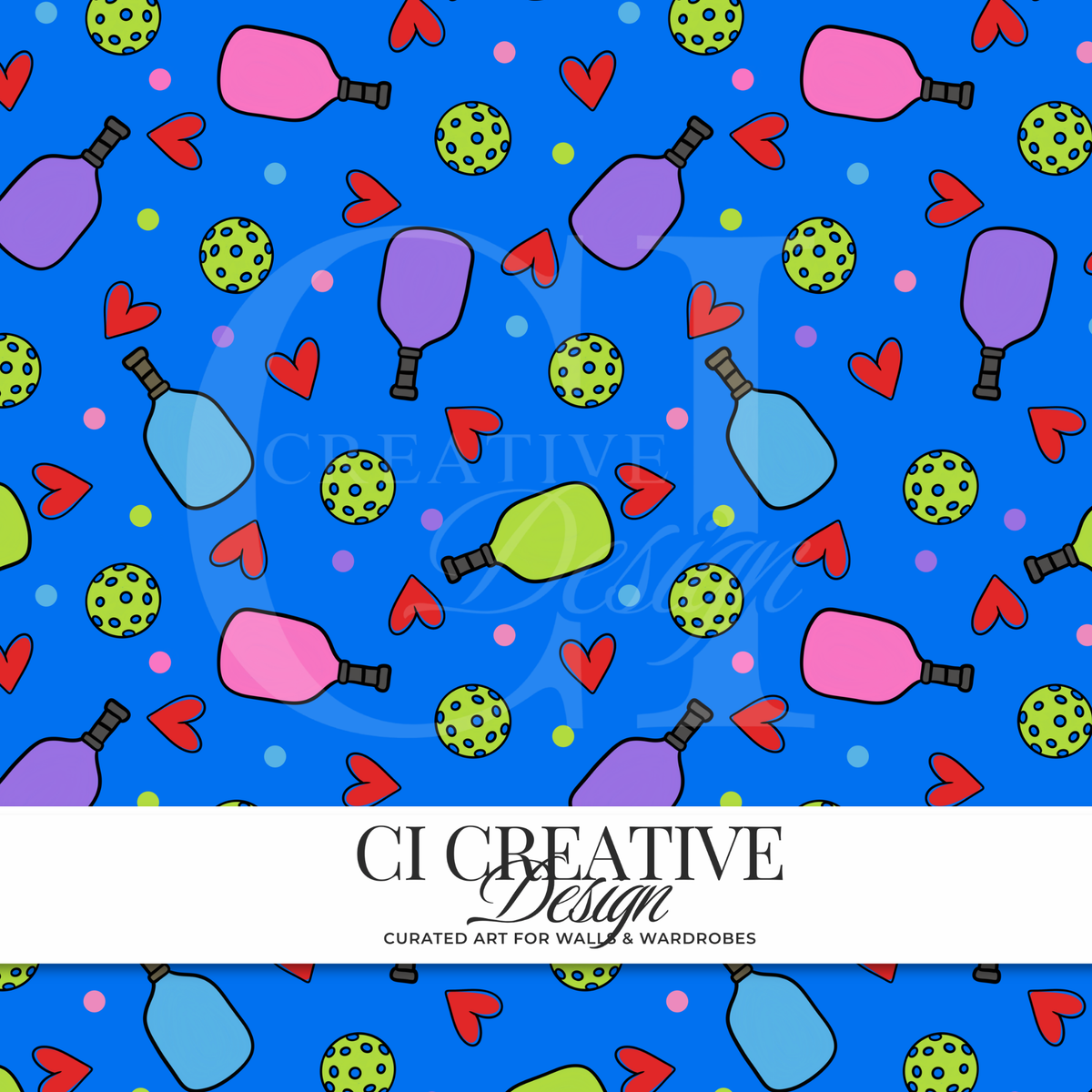 Pickleball Seamless Pattern | Blue Background Digital Download PNG
