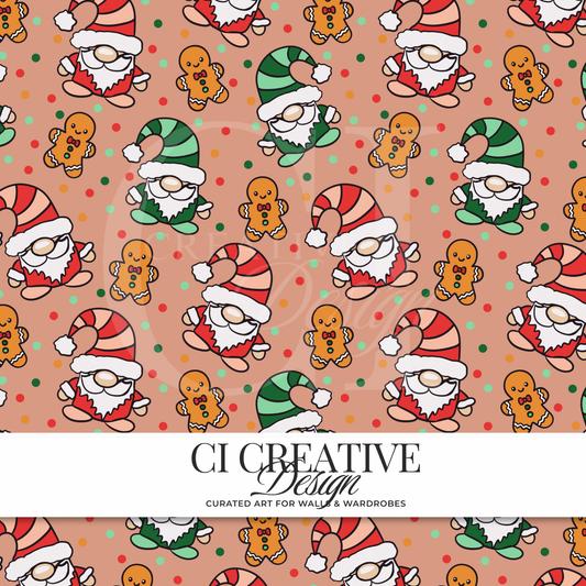 Cookies with My Gnomies Seamless Pattern | Christmas Gnome & Gingerbread Digital Pattern | Holiday Cookie PNG