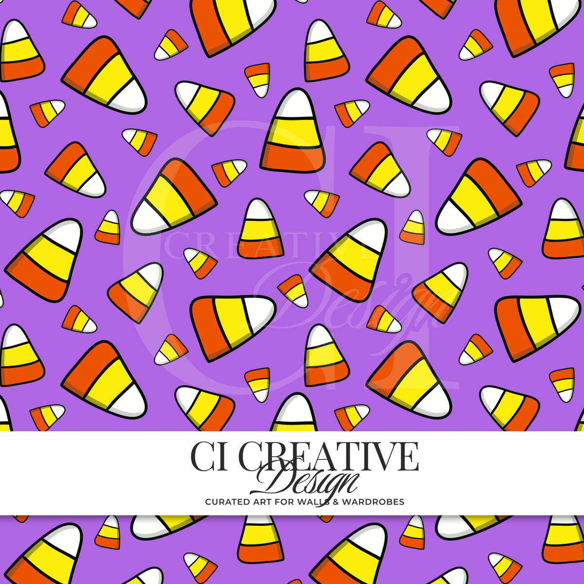 Candy Corn Seamless Pattern | Purple Halloween Digital PNG