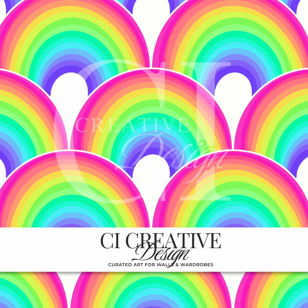Rainbow Seamless Pattern | Bright Colorful Arch Digital PNG