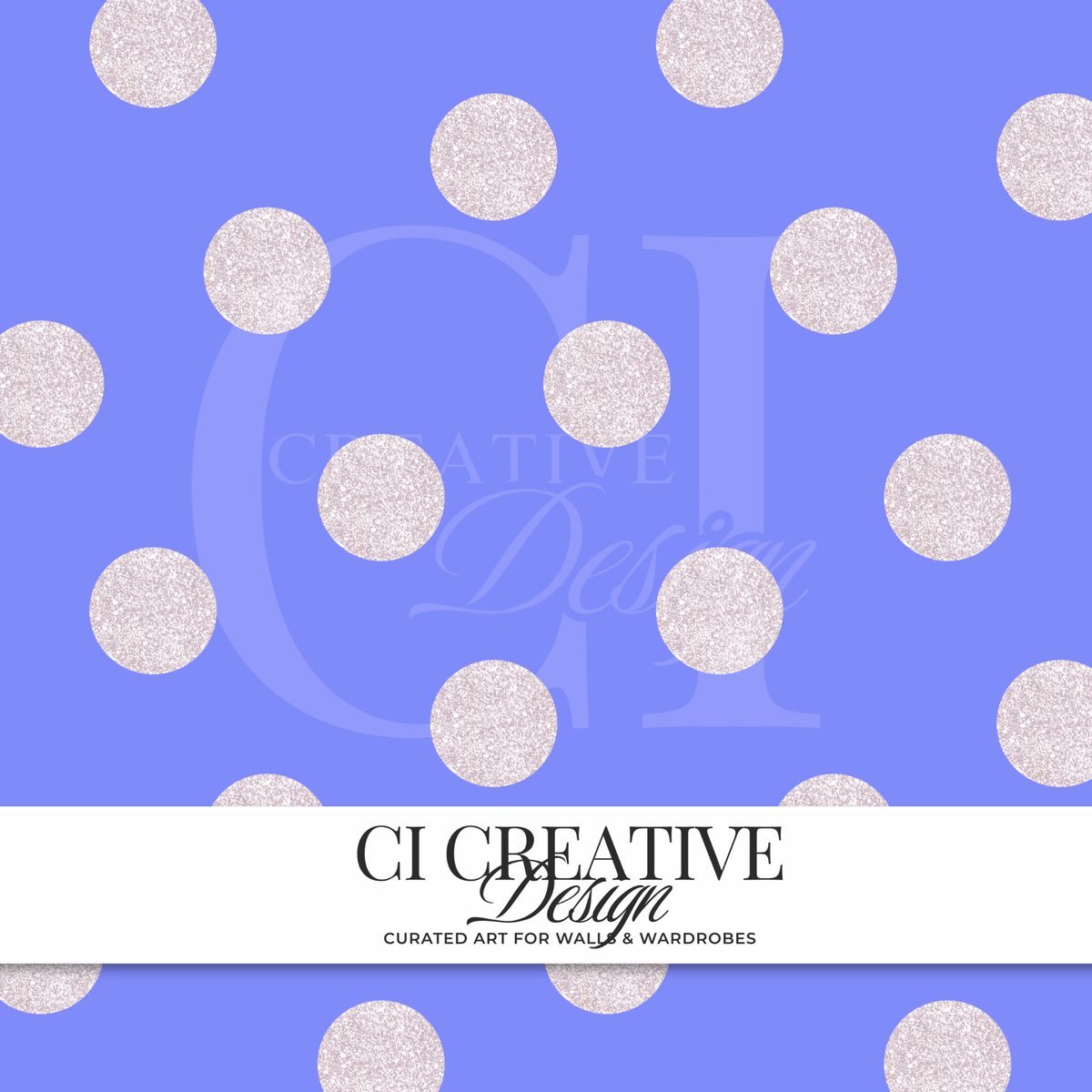 Periwinkle Glitter Polka Dot Seamless Pattern