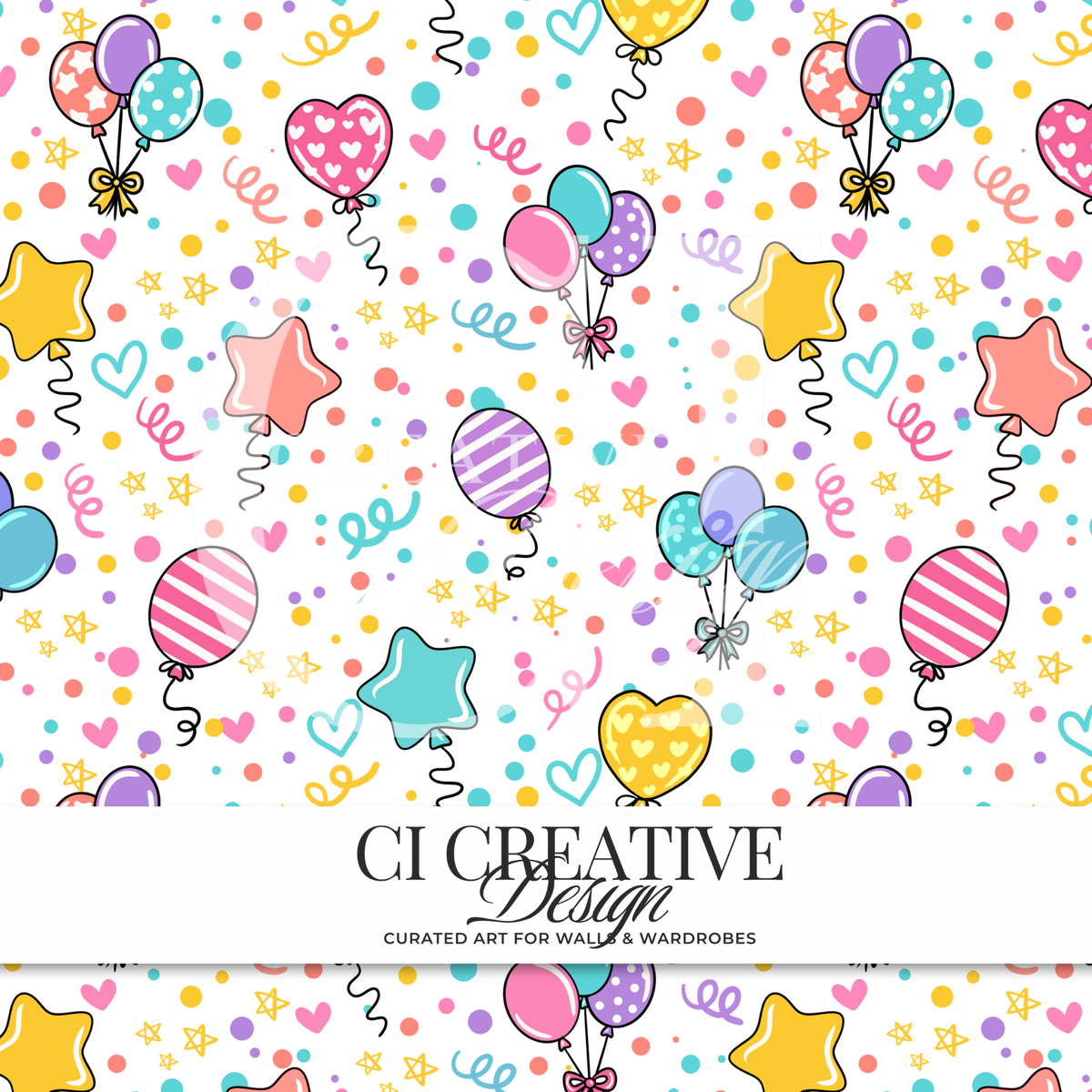 Birthday Balloons Seamless Pattern | Colorful Party Digital Paper | Celebration Balloon PNG | Instant Download